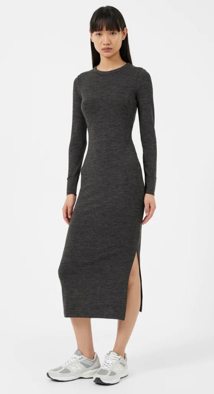 French Connection Sweeter Sweater Long Sleeve Midi Dress Womens Small Charcoal